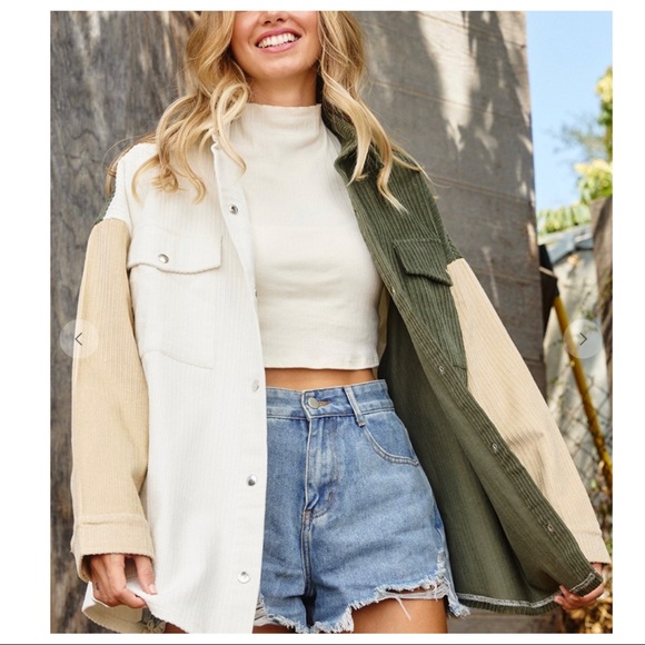 LAST ONE Boho Fabulous Corduroy Color-Block Jacket - Picture 1 of 5